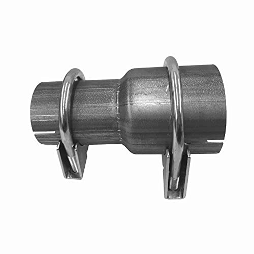 BLUETECH Pipe Reducer from Diameter 50 mm to Diameter 65 mm, Exhaust Adapter with 2 Mounting Clamps, Silver