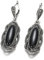 DOOLY Pendiente de Piedra Negra Bohemia de Calidad, Mosaico de Plata tibetana, Pendiente Ovalado Grande de Cristal Gris para Mujer, joyería Vintage