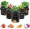 Potato Grow Bag, 5 Pack 15 Gallon Vegetable Grow Plant Bags Breathable Garden Growing Bag Planting Tomato Fabric Pots with Strap Handles and Access Flap for Vegetables, Fruits,Flowers (Black)