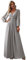 Ever-Pretty Women's Elegant A-Line Deep V-Neck Appliques Pleated Long Sleeve Bridesmaid Dress Grey 26UK