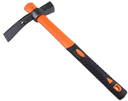 LUBAN Martillo de albañil con Pala forjada Resistente y Mango ergonómico Antideslizante 38,5 mm/15 Pulgadas azada de Martillo de Doble Cabeza para jardinería, Caza, paisajismo al Aire Libre