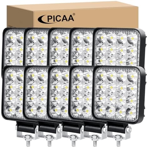 PICAA Mini LED Arbeitsscheinwerfer, 10 Stücke 3.3 Zoll 48W 12V 24V 6000K Weiß Led Nebelscheinwerfer für Auto Offroad 4X4 Traktor LKW