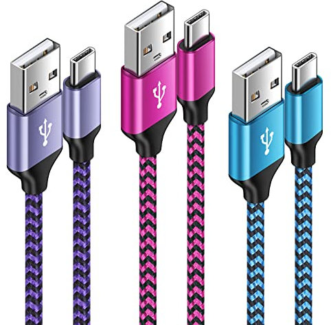 USB C Cable [3 Pack 0.9M/0.9M/1.8M ] USB Type C Charger Cable Fast Charging Lead Nylon Braided Phone Charger Cable Samsung Galaxy S24 A15 A55 S23 S22 S21 S10 S9 A13 A33 A14 A54,Google Pixel,iPhone 15