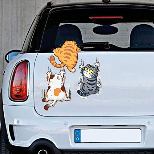 ZXCVWWE Kratzer-Reparatur-Auto-Aufkleber, drei Katzen, lustiger Stoßstangen-Aufkleber für Auto, LKW, Jeep, Van, Motorrad, Laptop, Skateboard, Fahrrad, Stoßstange, Fenster, Wandabziehbilder
