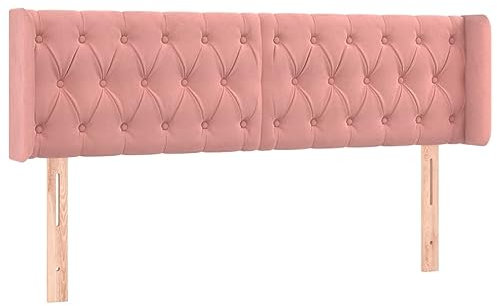 vidaXL Kopfteil mit Ohren Polsterkopfteil Betthaupt Bettkopfteil für Bett Bettgestell Bettzubehör Schlafzimmer Rosa 147x16x78/88cm Samt