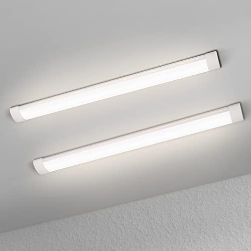 muzha 2 Packs LED Batten Lights,PC Body, 4FT 36W 4000k 3600lm,Low Profile Wall or Ceiling Surface Mounted Fitting for Home/Workshop/Office/School Restaurant (4FT)