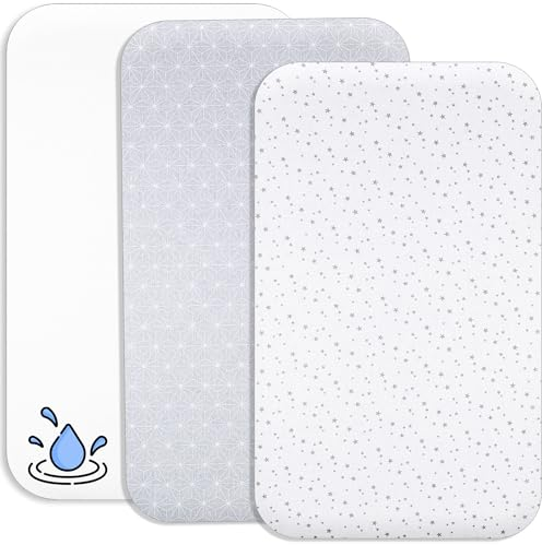 Lovely Hippo 2X Spannbettlaken 80x160 cm 100% Baumwolle + 1X Matratzenschoner 100% wasserdichtem Material - Set 3X - ÖKO-TEX Zertifikat (Sternzeichen, Grau, 80 x 160 cm)