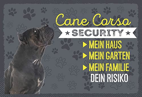 mrdeco Metall Schild 20x30cm gewölbt Cane Corso Security dein Risiko Deko Blechschild Tin Sign