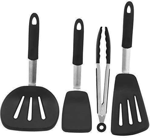 TOTITOM 4Pcs/Set Cooking Tools Kitchen Silicone Gadgets Utensil Set, Kitchenware Kit Innovative Grade Silicone Kitchen Silicone Spatula Slotted Turner Tongs
