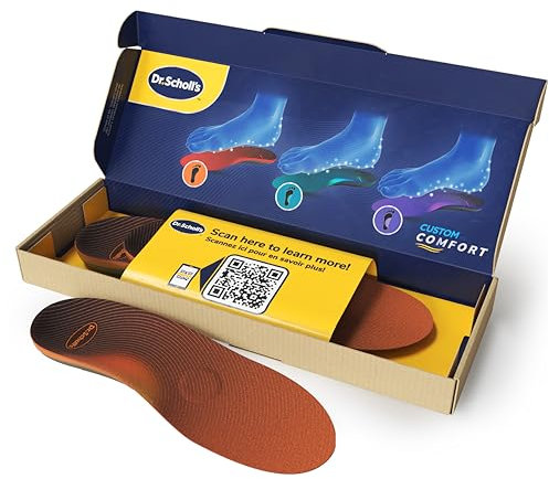 Dr. Scholl's Custom FiT Comfort – Solette plantari per fascite plantare, inserti per scarpe con supporto per arco plantare, per uomini e donne, adatte per oltre 220 libbre, rimangono in piedi tutto il