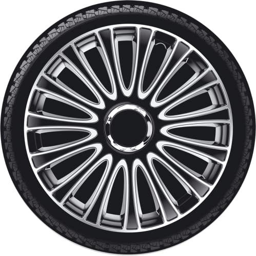 Radkappen Lemans Pro Silver Black 4er Pack Radzierblenden Silber Schwarz (15 Zoll)