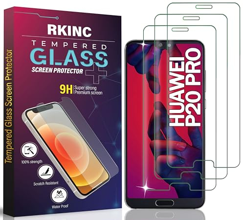 RKINC 3 Stück, Panzerglas Schutz Glas für Huawei P20 PRO, Panzer HD Displayschutzfolie, 0,33 mm kratzfest, splitterfrei, blasenfrei, lebenslangeGarantie