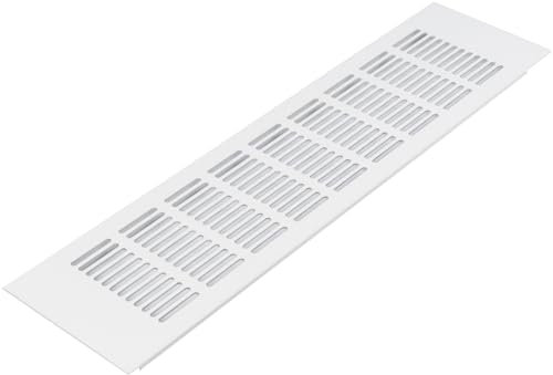 Vent Systems Rejilla de ventilación de suministro de aire de 16 x 4 pulgadas (dimensiones exteriores) – Deflector de ventilación rectangular de aluminio blanco para puerta de entrada/escape – HVAC