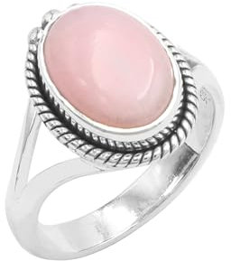 Jay Jools Rosa Opal Ring, Sterling Silber Opal Ring, Natürlicher peruanischer Rosa Opal Edelstein Handgefertigter Ring, Opal Ring, Geburtsstein Ring, Damenring, Metall, Peruanischer Opal