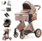 BEBBY Kombikinderwagen 3 in 1 Reisesysteme Standardkinderwagen Kinderwagen Buggy Neugeborener Tragbarer Reisewagen Faltbarer Aluminium Kinderwagen High Landscape Kinderwagen (khaki-6)