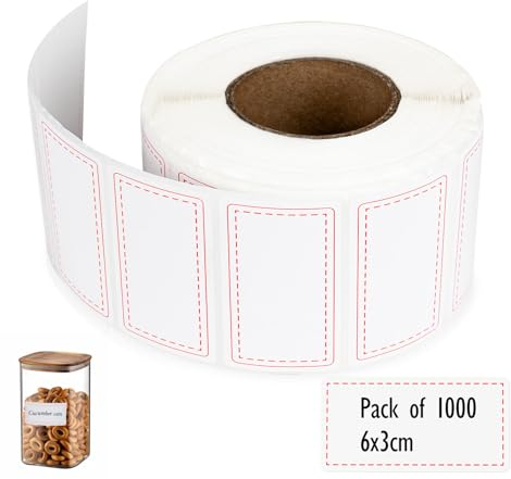 Agoer 1 Rollen 1000 Gefrieretiketten zum Beschriften, 6x3cm Etiketten Selbstklebend Blanko, Haushaltsetiketten Wasserdicht Aufkleber zum Beschriften, Klebeetiketten für Marmelade Küche Büro (Rot)