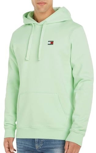 Tommy Jeans Tjm Reg Badge Hoodie Extdm0Dm17988 Felpa con Cappuccio, Green (Opal Green), S Adulto
