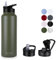 MURBONE Insulated Water Bottle, 1.2L Stainless Steel Drink Flask with Straw, BPA Free, Leakproof Double Walled Vacuum Water Bottle with 2 Lids (Straw and Spout), Army Green