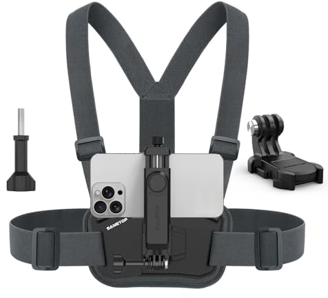 Sametop Phone Chest Mount Harness Holder Mobile Phone Strap Clip Compatible with iPhone Samsung GoPro 13/12/11/10/9/8 DJI Osmo and Most Cell Phones Action Cameras POV/VLOG