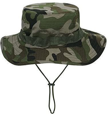 IQYU Schwimmbrille Cap Jagd Herren Outdoor Hut Schutz Nepalesische Fischerhüte Cap Boonie Hat Camouflage Verstellbare Baseballmützen Kiffer Hut (Green, One Size)