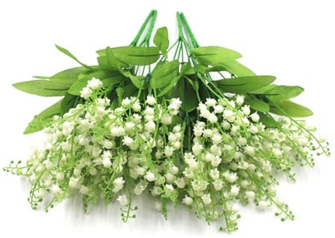 Hochzeitsdeko Brautstrauß - Künstliche Maiglöckchen Blumen Windspiel Orchidee Hochzeitsstrauß Faux White Bell Blumen Outdoor Braut Hochzeit Blumenstrauß Gefälschte Glocke Blumen für Zuhause Party