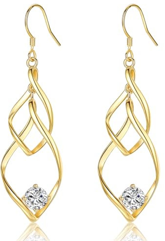CERSLIMO Ohrringe Gold Hängend AAA Zirkonia Diamant Hängeohrringe Große Lang Silberohrringe Vergoldet Damen Frauen Schmuck Geschenke Weihnachtsgeschenke