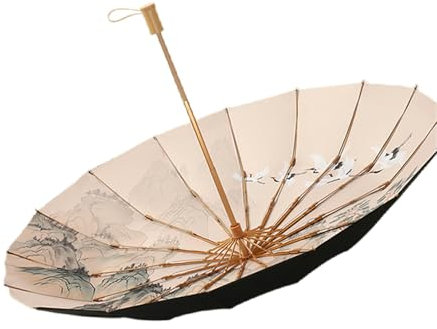 NICEDUDE Regenschirm Faltender Regenschirm Mit Chinesischem Vintage-Design, Uv-Schutz, Doppelter Gebrauch Für Sonne Und Regen-Zwei -Fach 16 Knochen -vinylkran -rückkehr -lied