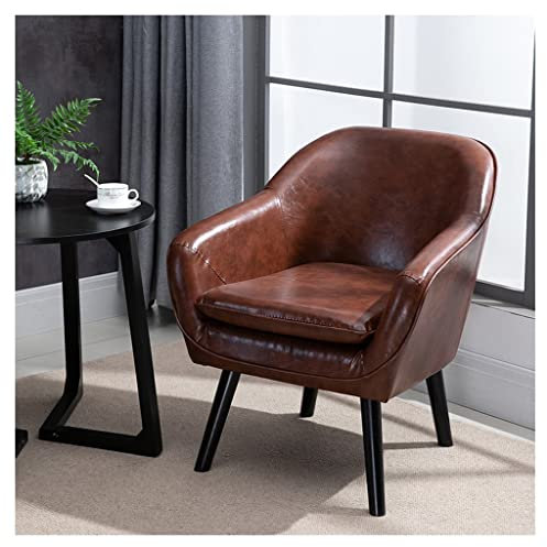 Moderner Lederstuhl mit massiven Holzbeinen, Sessel aus der Mitte des Jahrhunderts für Wohnzimmer, Esszimmer, Schlafzimmer, Empfang oder Büro