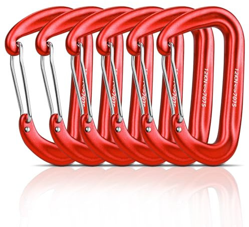 6 Stück Karabinerhaken Groß Schwerlast Alu Karabiner 12KN (1200KG) Belastbarkeit Auswahl aus 7 Farben für Outdoor Hängemattenbefestigung Wandern Camping Camping Rucksackreisen