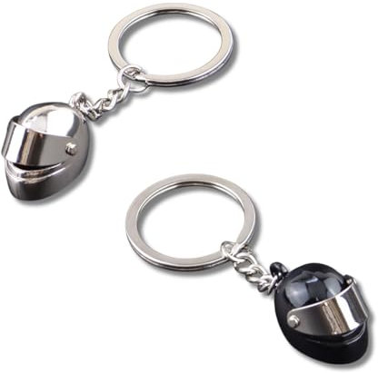 Issimober Lot de 2 porte-clés pour casque de moto, mini casque 3D avec visière rabattable, très réellement comme cadeau d'anniversaire, cadeau de vacances, Noir , L