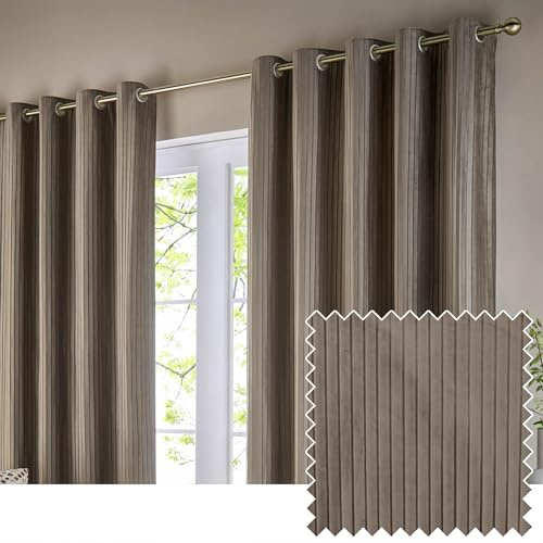 Paoletti Corinthian Samt-Ösenvorhang, Paar – Taupe – 229 x 137 cm
