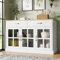 Merax Küchenschrank 120×40×84 cm, Sideboard mit Stauraum, Vorratsschrank für Esszimmer und Wohnzimmer, Beistellschrank im Vintage Glasschrank-Design, Kippschutz, Weiß