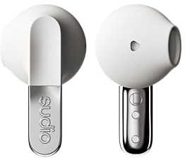 Sudio N3 Snow White - The Day-to-Night Earbuds. Made from Recycled Plastics. Long Playtime of 5.5 Hours, 30 Hours total, Water Resistant, Enhanced Microphones to take Calls, Bluetooth 5.4