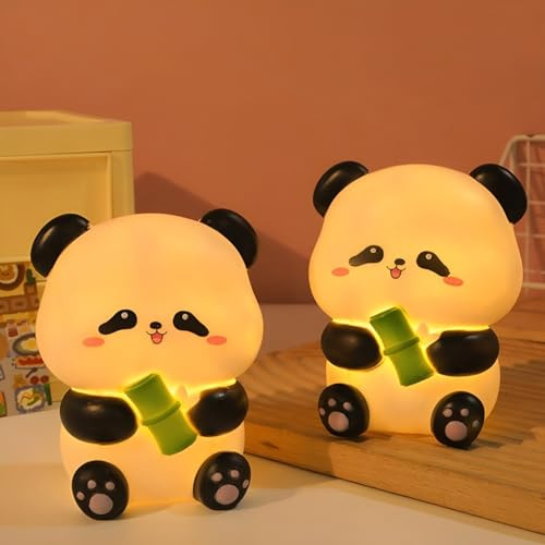Yootiko Nachtlicht Panda Kinder, Batteriebetriebene Nachtlampe mit Warmweiß, Süßes Panda Schlummerlicht Babyzimmer, Weiches Licht Geschenk für Kinder
