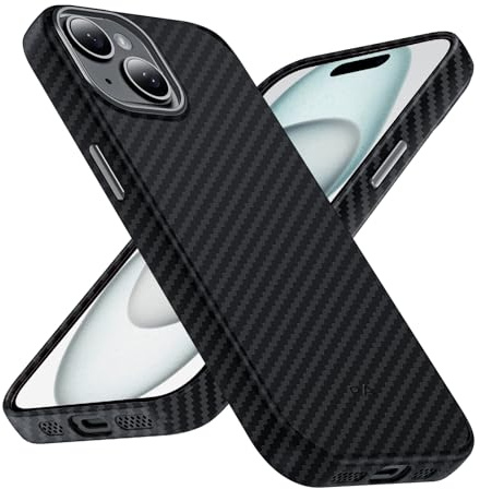 Phoneaura MagCase Deluxe Carbon Hülle für iPhone 14 kompatibel mit MAGSAFE I Carbonhülle iPhone 13 I Schutzhülle mit Schutzglas I Case 13 Handyhülle ( Carbon Optik + 2 Schutzgläser + 1 Kameraglas)