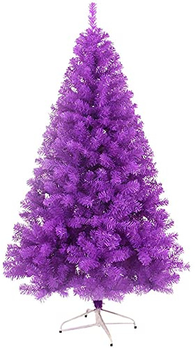 Sapin de Noël artificiel violet de 1,5 m – Branches épaisses – Grande décoration de Noël intérieur/extérieur avec support en métal – Pin coloré pour célébrations festives – 150 cm