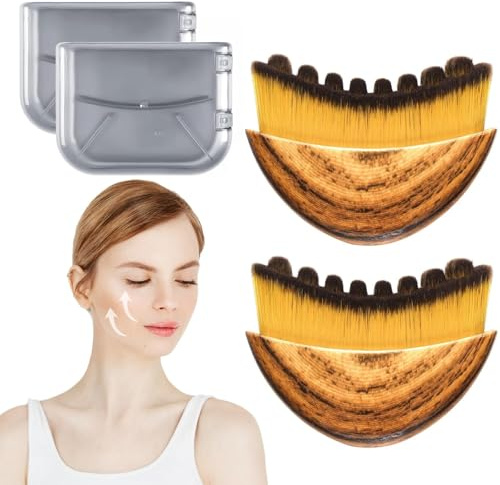 2 Stück Gesichtsbürste Set, Lymphkontur & Face Sculpting Bürste, Sanfte Trockenmassage für Gesichtskonturen, Kinn & Jawline, Ultraweiche Borsten für Lymphmassage, Entspannung & tägliche Hautpflege
