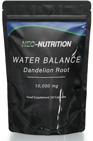 Dandelion Root Capsules 10,000mg Equivalent | Water Retention Tablets for Women & Men | Natural Herbal Supplement for Fluid Balance, Bloating & Digestive Support | 60 Vegan Capsules