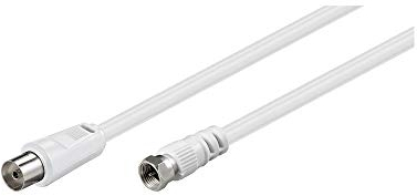 Koaxial/SAT Anschluss Kabel; weiß, 2.5m; F-Stecker > Koaxialkupplung