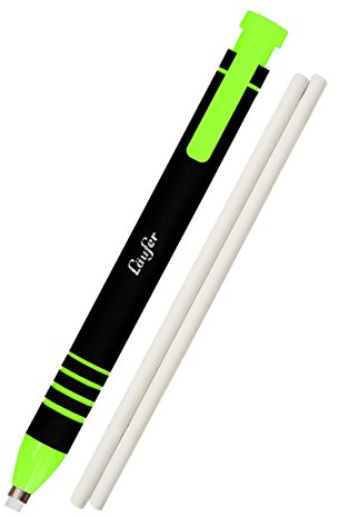 Läufer 69541 Radierstift grün, inkl. 2 Ersatzradierer, nachfüllbarer Radiergummi, sehr präzise, Blisterkarte enthält 1 Radierstift und 2 Ersatzradierer