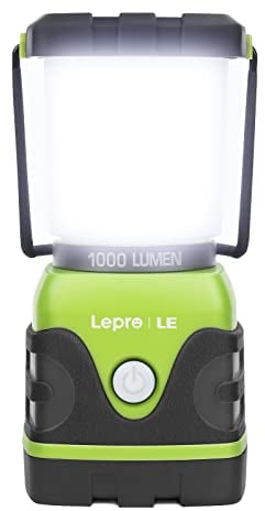 LE Camping Lantern, 1000 Lumen Camping Lights Battery Powered, Dimmable Warm White and Daylight Modes, Battery Lantern for Power Cuts, Emergency Lighting, Suit for Hiking, Fishing, Tents, etc.