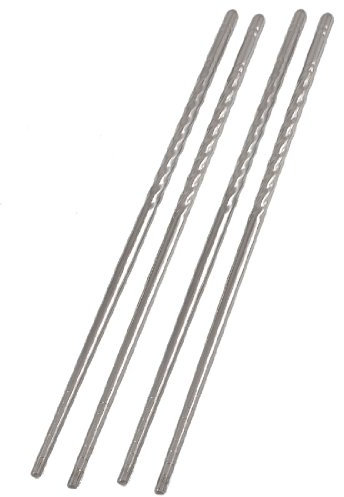 sourcing map Palillos chinos de metal con parte superior redonda, 8.8 in de largo, 2 pares