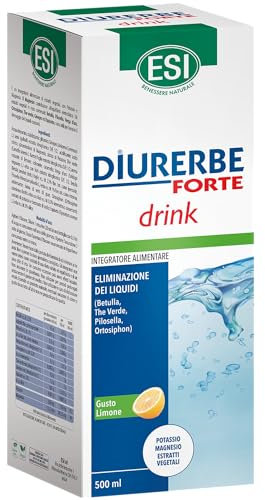 ESI - Diurerbe Forte, Integratore Alimentare a Base di Ginepro e Tè Verde, Favorisce la Diminuzione del Ristagno di Liquidi e Tossine nel Corpo, Senza Glutine e Vegano, Gusto Limone, 500 ml