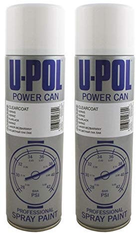U-POL 2 x Power Can CLEAR LACQUER Paint 500ml Aerosol UPol Powercan Clearcoat Clear Lacquer 2 x 500ml Aerosol Cans
