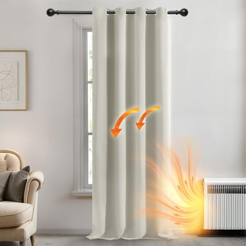 Deconovo Super Soft Home Decorative Energy Saving Blackout Curtain Eyelet Thermal Insulated for Girls Bedroom 52x 95 Light Beige 1 Panel