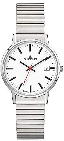 Dugena Damen-Armbanduhr 4460750 Moma Comfort, Quarz, weißes Zifferblatt, Edelstahlgehäuse, Mineralglas, Edelstahl-Zugband, 3 bar