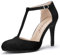 Allegra K Women's Round Toe T-Bar Court Shoes Dress Stiletto Heels Black 6 UK/Label Size 8 US