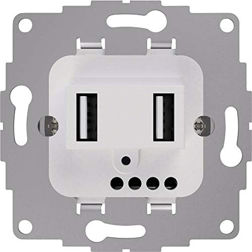 2USB - Unterputz-USB Steckdose ChargeUP TAE - 2× USB-A 12 W - 32 mm Einbautiefe - Schnellladegerät - Sicher & Kompakt - Glänzend Weiß