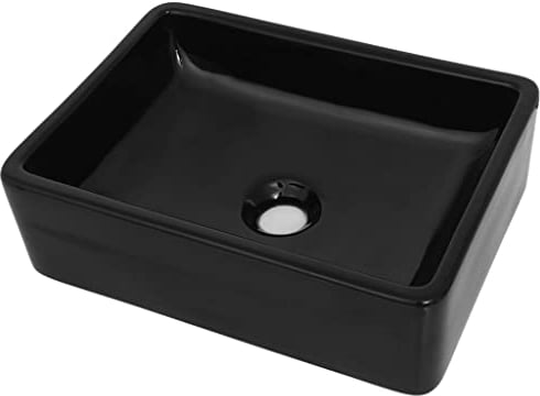 vidaXL Waschbecken Keramik Rechteckig Schwarz Waschtisch Aufsatzwaschbecken