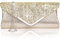 Larcenciel Damen Clutch Abendtasche Unterarmtasche Umhängetasche mit Strass-Steinen und Abnehmbarer Kette in den Farben Silber Gold Altrosa (Gold)